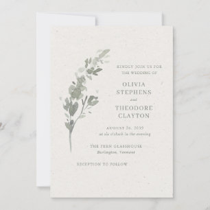 Convite Casamento Botânico Elegante em Verde Sage Moderno
