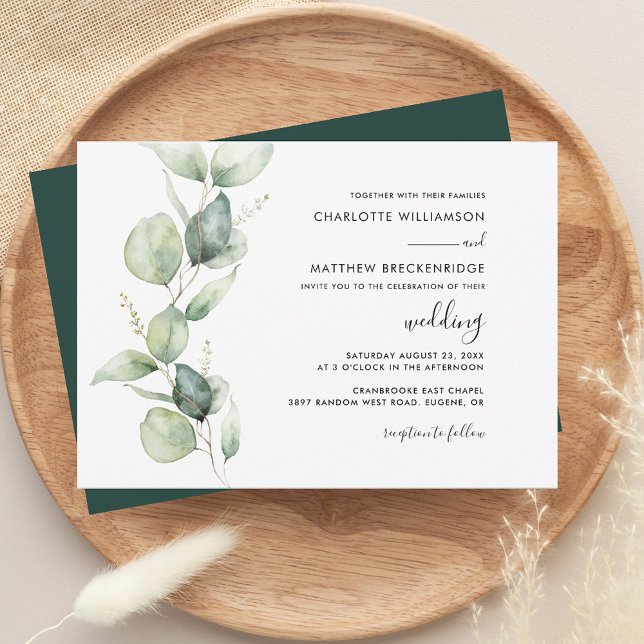 Convite Casamento Botânico Elegante Eucalyptus (Elegant Eucalyptus Botanical Wedding Invitation)