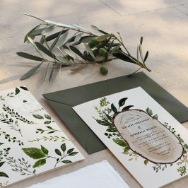 Convite Casamento Botânico Elegante Fazenda Folhagem Rústi