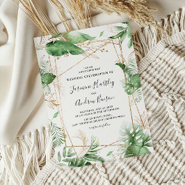 Convite Casamento Botânico Elegante Folhagem de Verão & Do