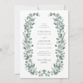 Convite Casamento Botânico Elegante Russo Eucalyptus