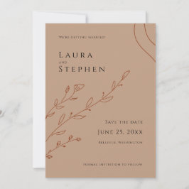 Convite Casamento Botânico Elegante Salve a Data