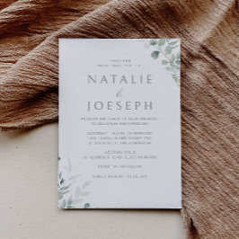 Convite Casamento Botânico Elegante Verde Moderno