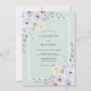 Convite Casamento Botânico em Aquarela Verde Menta