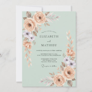 Convite Casamento Botânico em Pastel Verde Sage