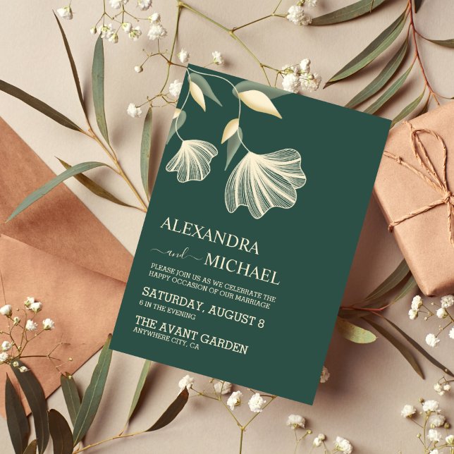 Convite Casamento Botânico Emerald Green (Criador carregado)