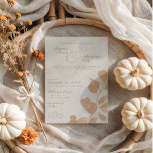 Convite Casamento Botânico entre Ivory e Terracotta