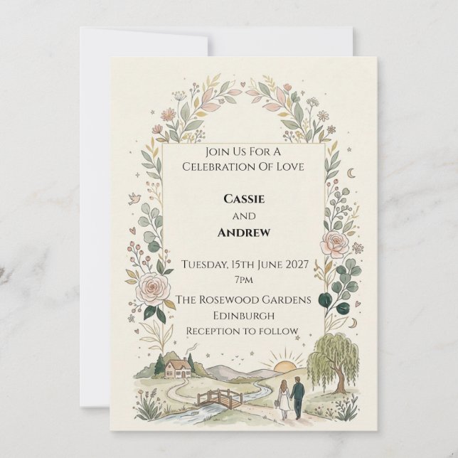 Convite Casamento Botânico Escocês (Frente)