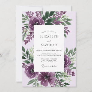 Convite Casamento Botânico Esmagadoramente Roxo