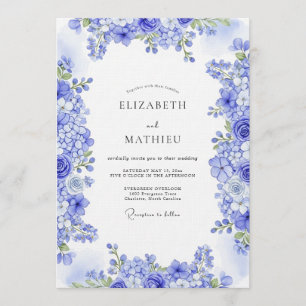Convite Casamento Botânico Etéreo Azul