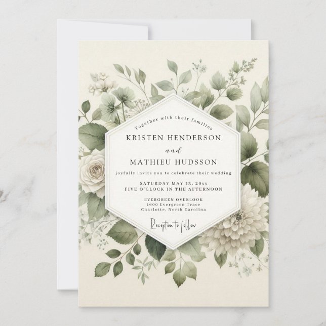 Convite Casamento Botânico Etéreo de Salvia (Frente)