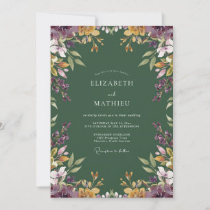 Convite Casamento Botânico Etéreo Verde Floresta