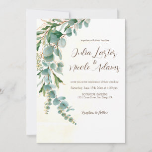 Convite Casamento Botânico Eucalyptus Green Folhas Wreath