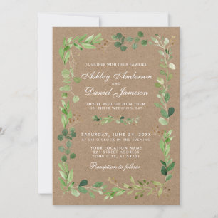Convite Casamento Botânico Eucalyptus Greenery Kraft