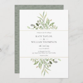 Convite Casamento Botânico Eucalyptus Greenery Watercolor