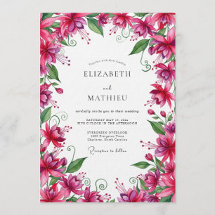 Convite Casamento Botânico Exuberante Fuchsia