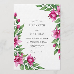 Convite Casamento Botânico Exuberante Magenta