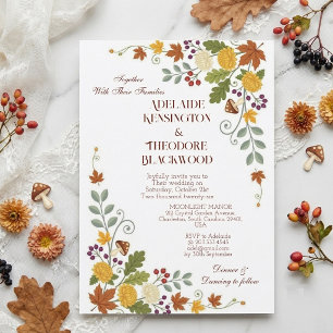 Convite Casamento Botânico Flora Outono Romântico Bliss