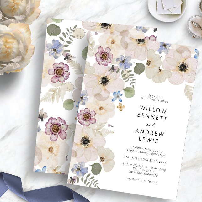 Convite Casamento Botânico Floral Boho Moderno (Modern Botanical Floral Boho Wedding Invitation by Painted Paperie
)