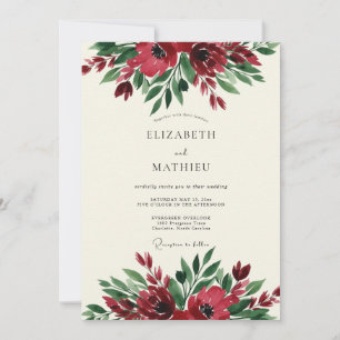 Convite Casamento Botânico Floral Borgonha
