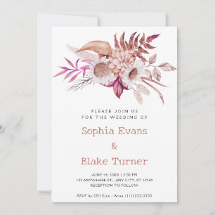 Convite Casamento Botânico Floral Country Moderno Branco