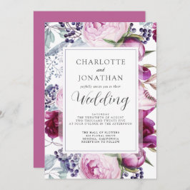 Convite Casamento Botânico Floral de Aquarela Elegante Inv