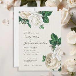 Convite Casamento Botânico Floral de Creme Branco Elegante