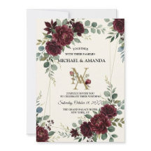 Casamento Botânico Floral de Rosa Burgundy Elegant