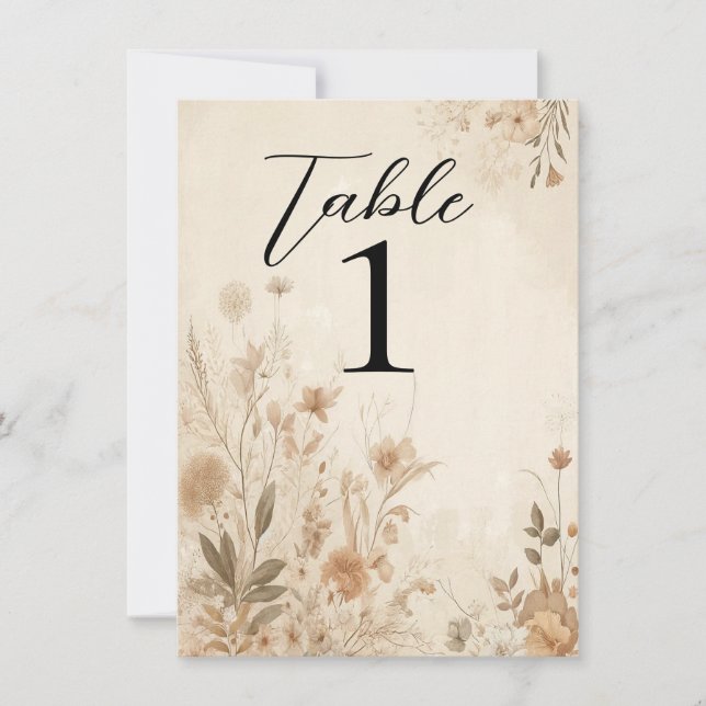 Convite Casamento Botânico Floral Delicado Vintage Boho  (Frente)