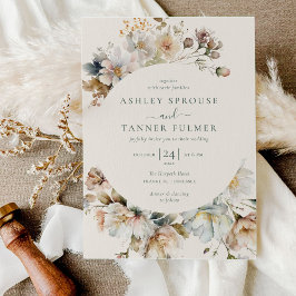 Convite Casamento Botânico Floral Elegante Vintage