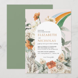 Convite Casamento Botânico Floral Greenery Boho Retro