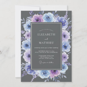 Convite Casamento Botânico Floral Lavanda Azul