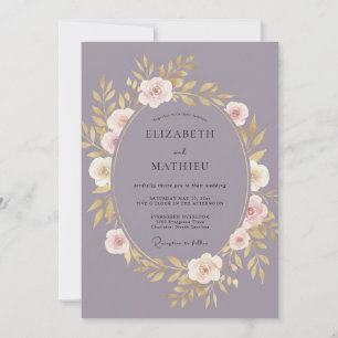 Convite Casamento Botânico Floral Malva