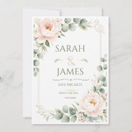 Convite Casamento Botânico Floral Pastel Elegante Minimali