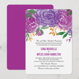 Convite Casamento Botânico Floral Púrpura