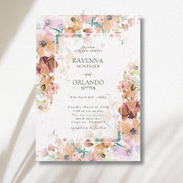 Convite Casamento Botânico Floral Romance Tom Terra
