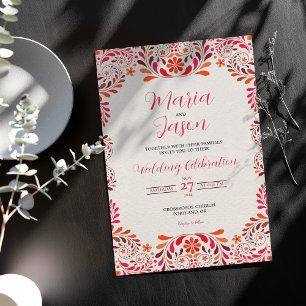 Convite Casamento Botânico Floral Romântico Rosa Vermelho 
