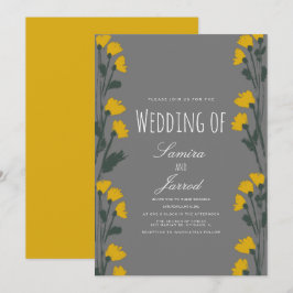 Convite Casamento Botânico Floral Selvagem Desenhado à Mão