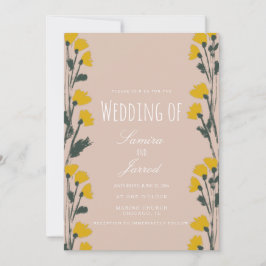 Convite Casamento Botânico Floral Selvagem Desenhado à Mão
