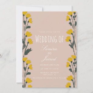 Convite Casamento Botânico Floral Selvagem Desenhado à Mão