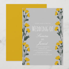 Convite Casamento Botânico Floral Selvagem Desenhado à Mão
