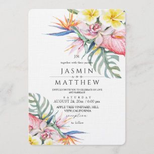 Convite Casamento Botânico Floral Tropical