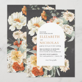 Convite Casamento Botânico Floral Verde Escuro Boho
