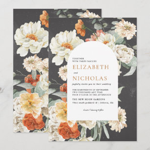 Convite Casamento Botânico Floral Verde Escuro Boho