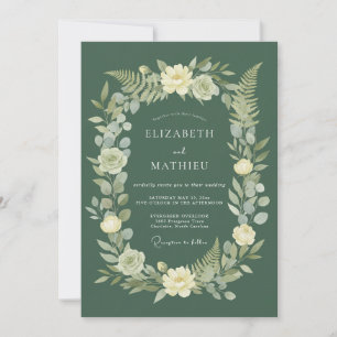 Convite Casamento Botânico Floral Verde Esmeralda