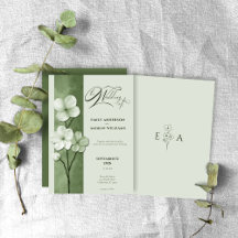 Casamento Botânico Floral Verde Salvia Desenhado à