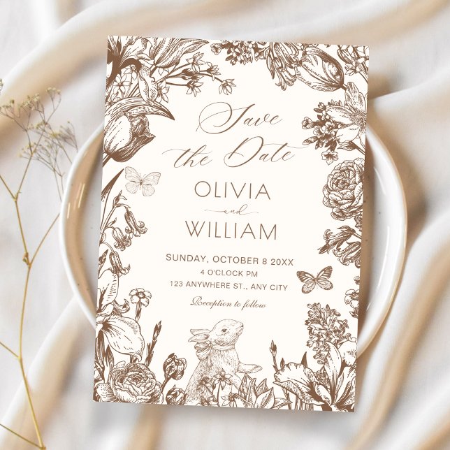Convite Casamento botânico floral vintage (Criador carregado)