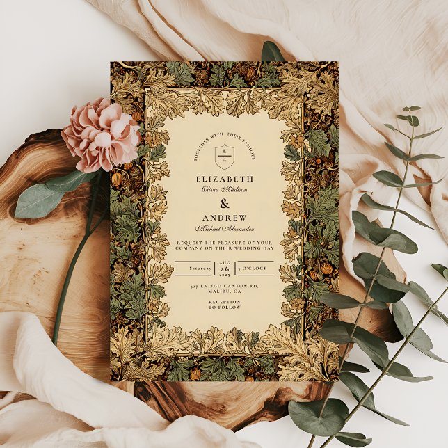 Convite Casamento Botânico Florestal Elegante (Criador carregado)