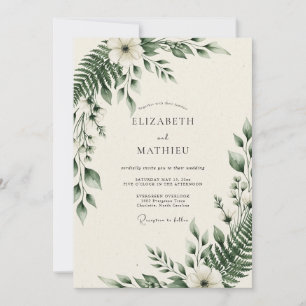Convite Casamento Botânico Florestal Verde Esmeralda