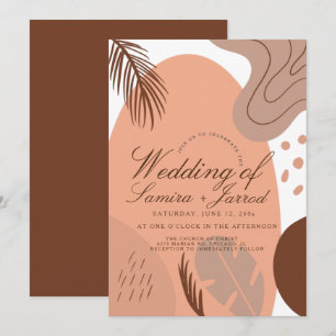 Convite Casamento Botânico Formas Orgânicas Arco Tropical